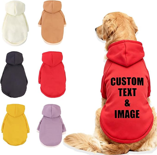 Custom Dog Hoodie, Personalized Sweatshirt with Photo Text Name Logo, Customized Hooded Sweater for Small Medium Large Dogs & Cats (Red, X-Small)