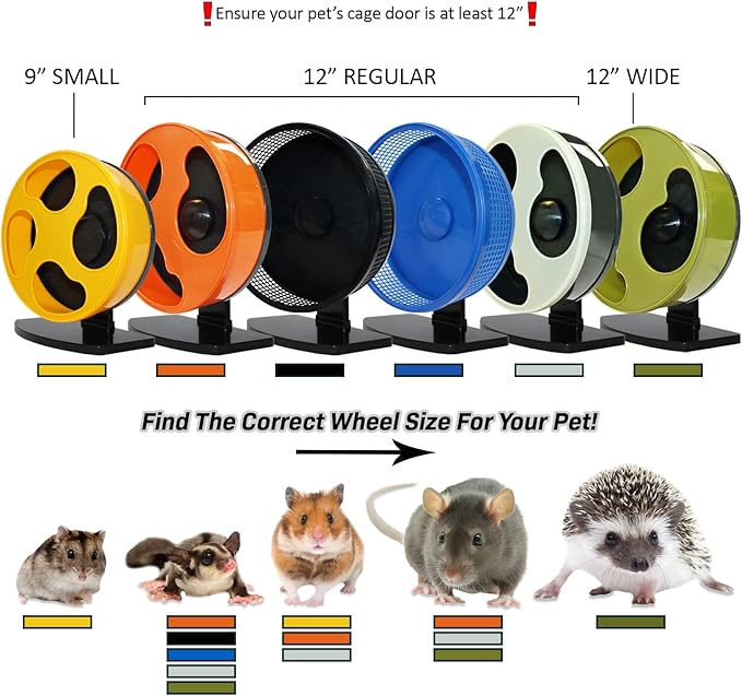 Silent Runner 12" Wide + Cage Attachment + Sandy Track - Silent, Fast, Durable Exercise Wheel - Sugar Gliders, Degus, Rats, Hedgehogs, Prairie Dogs & Small Pets