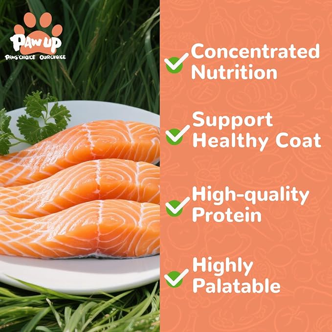 PAWUP Freeze Dried Salmon Dog Treats, Single Ingredient Raw Dog Food Toppers, Healthy Training Treats for Dogs,3.8 oz