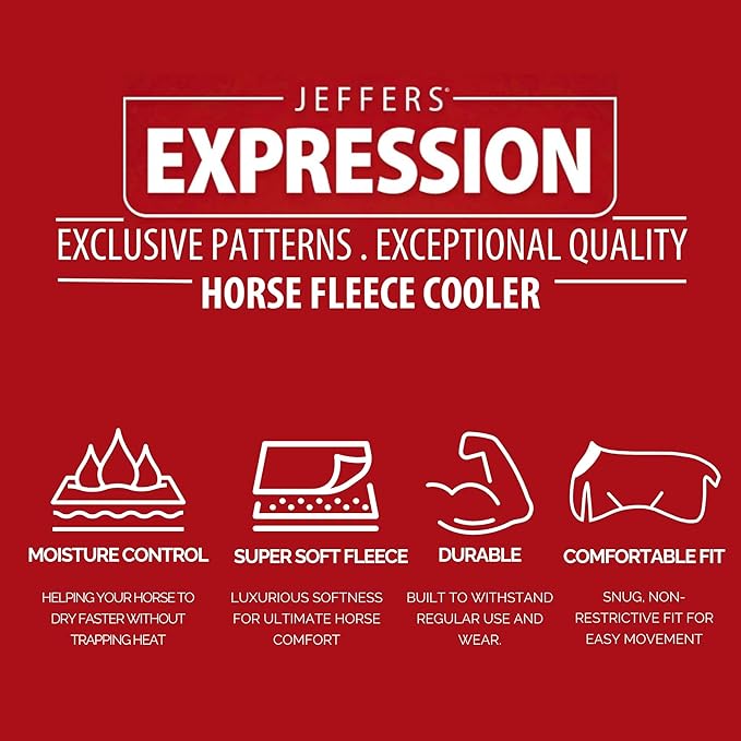 Jeffers Expression Fleece Cooler for Horses, Standard Neck, Party Cheetah 72"- Equine Towel Blanket, Moisture Absorbent, Light Weight, Best for Drying, Exercise, Bathing, Adjustable Belly Bands