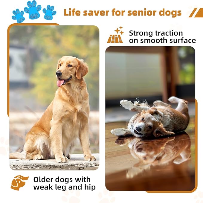Non-Slip Dog Paw Protector Pads for Senior Dogs, Dog Paw Adhesive Pads on Hardwood Floor,Senior Pets Essentials with Strong Traction,Puppy Grippers,Blue,12 Sets 48 pc M