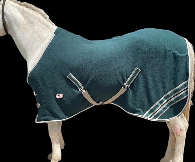 Majestic Ally Anti Pill Fleece Horse Blanket/Sheet with Silver Braided Rope (Hunter Green, 82)