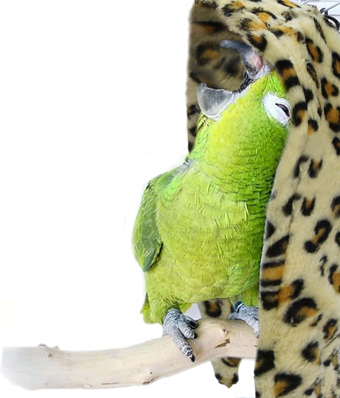 SIMENA Bird Blanket for Cage, Corner Fleece Bed for Birds, Cozy Bird Warmer, Parrot House for Cage, Cuddle Nest Hanging Toy for Lovebirds Parakeet (Yellow, Small)