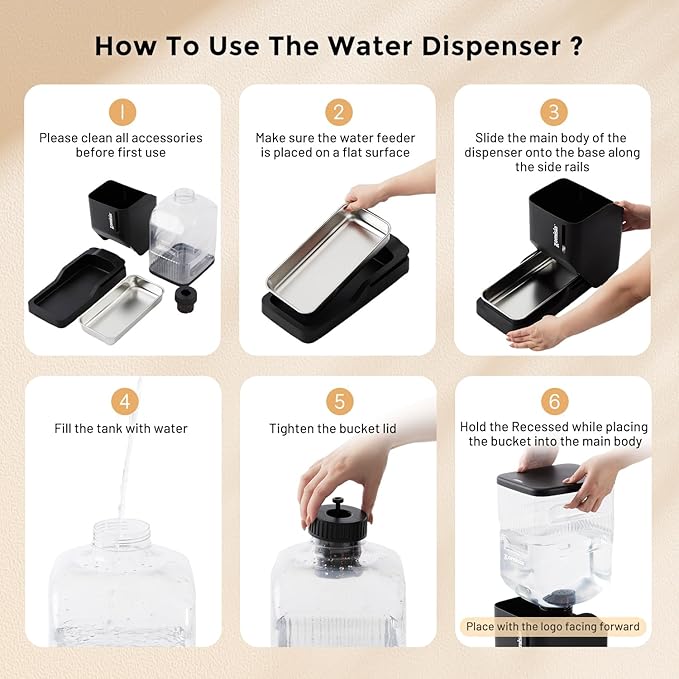 Automatic Dog Water Dispenser 8L with Stainless Steel Bowl, Gravity Large Capacity Water Bowl for Dogs, 2 Gallon Pet Waterer 100% BPA Free, Black