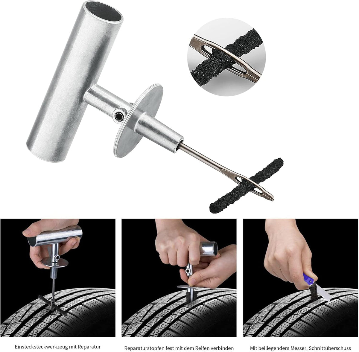 Tire Repair Kit - 68pcs Heavy Duty Tire Plug Kit, Universal Tire Repair Tools to Fix Punctures and Plug Flats Patch Kit for car Motorcycle, Truck, ARB，ATV, Tractor, RV, SUV, Trailer