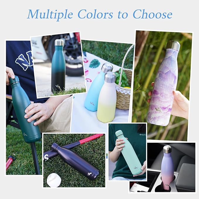 Insulated Water Bottles,12 oz Double Wall Stainless Steel Vacumm Metal Flask for Sports Travel,Sandy Beach