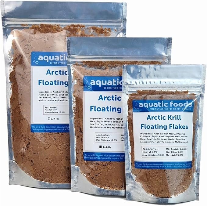 Aquatic Foods Inc. Arctic Krill Flakes which Contain Natural Carotenoids & Astaxanthin That Will Enhance The Vibrant Colors of Fish, for All Tropical and Marine Fish...WL…1-lb Poly Bag