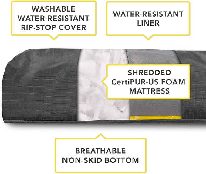 K9 Ballistics Tough Rectangle Pillow Medium Dog Bed - Removable Cover, Washable, Durable & Water Resistant Dog Bed Made for Medium Dogs 33" x 27", Sandstone