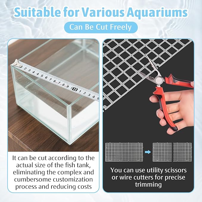 Hamiledyi Plastic Aquarium Divider with Clips Grid Panel Aquarium Lid Hood Fish Tank Divider Filter Bottom Isolation Pane Separator for Mixed Breeding(8 PCS,Transparent)