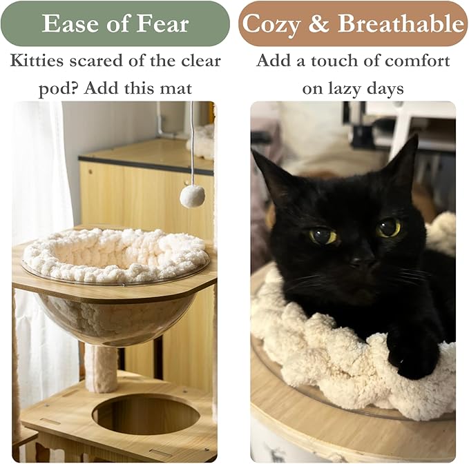 Cat Knitted Bed Mat, Extra-Soft Washable Warm Round Pads Cushions for Indoor Kittens, Cat Trees Towers, Perfect for Kneading and Sleeping (Blue-Grey,X-Large)