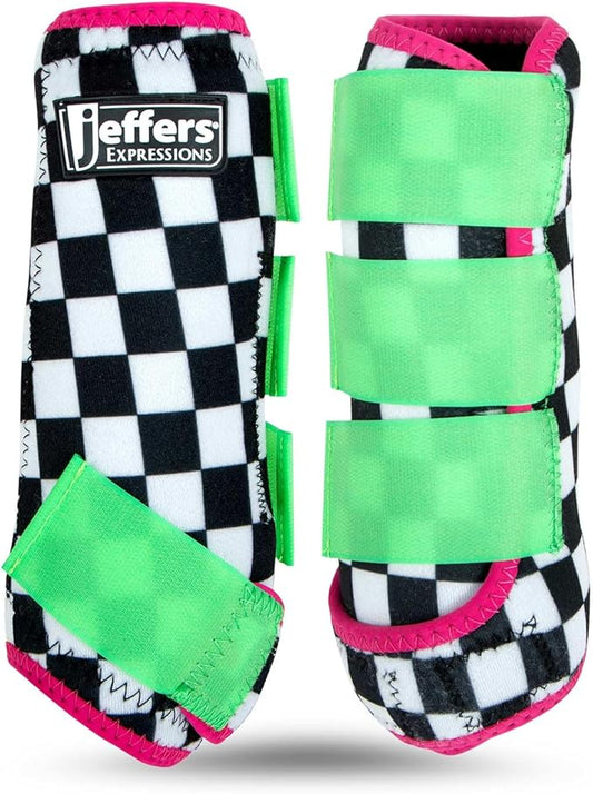 Jeffers Expression Protective Horse Boots 1 Pair, Skater Cowgirl - Safe Neoprene Leg Guards, Comfortable Fit, Durable Strap Closures, Front & Hind Support, Accessories for Travel & Riding - Medium