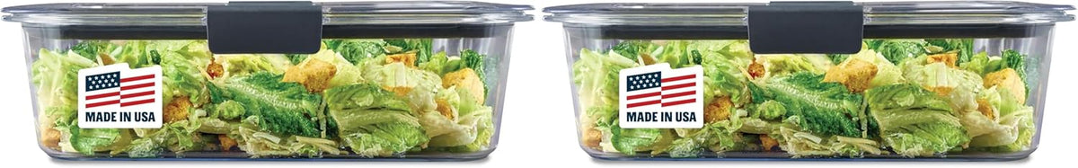 Rubbermaid Brilliance BPA-Free Food Storage Containers with Lids, Airtight Clear Set of 2 (9.6 Cup), Ideal for Lunch, Meal Prep, and Leftovers