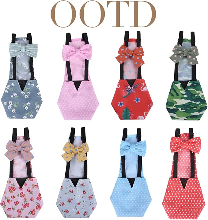 MANON ROSA Chicken Diapers Bantam Hens - Reusable 6-Piece Set with Bow Ties Poultry Nappies Washable Waterproof for Geese Pet Ducks Silkie (6D M)