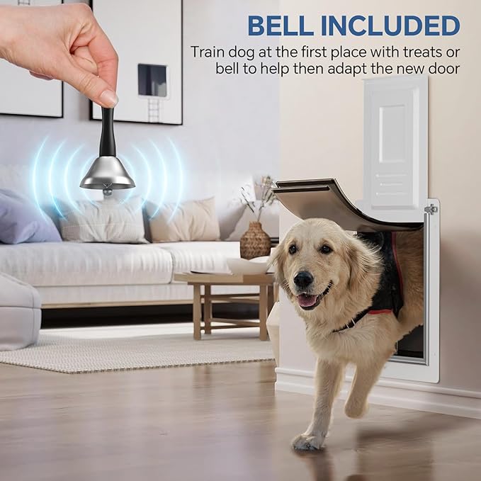 Dog Door for Wall - Steel Frame, Telescoping Tunnel & Double Food-Grade Silicone Flaps Pet Door, XL Dog Door with Secure Lock (Pets Up to 220 lbs)