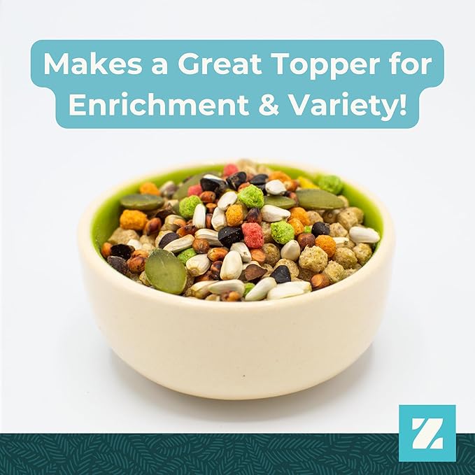 ZuPreem Sensible Seed Bird Food, Parrot, Conure, Caique, African Grey, Eclectus, Small Cockatoo, Seed and Pellet Blend for Medium Large Birds (ML, 2 lbs)