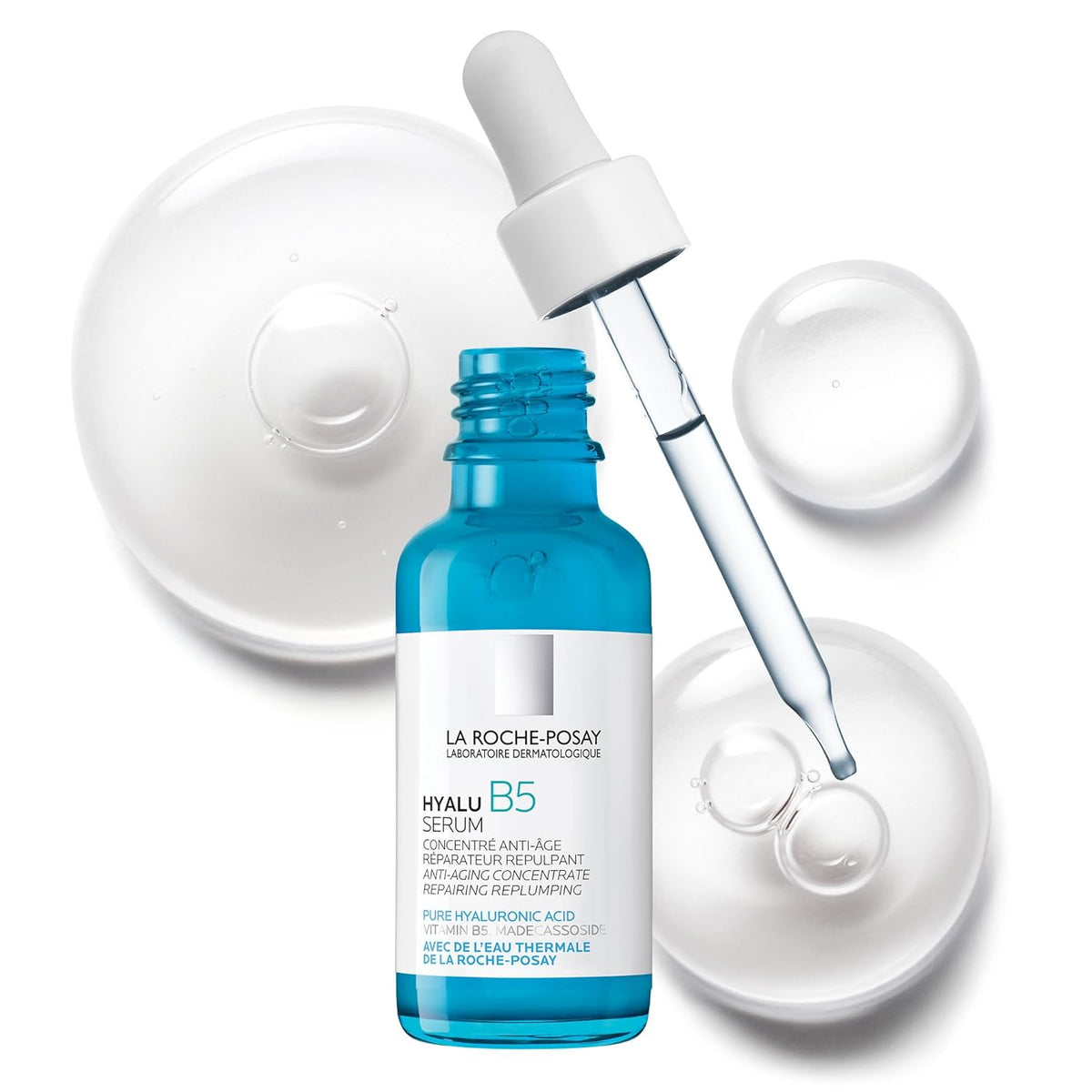 La Roche-Posay Hyalu B5 Pure Hyaluronic Acid Serum for Face, Vitamin B5 + Hyaluronic Acid + Madecassoside, Hydrating Serum Visibly Plumps Skin, Sensitive Skin Safe, Anti Aging, Oil-Free