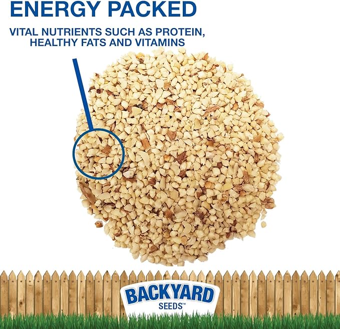 Backyard Seeds Peanut Hearts for Wild Birds – Premium Shelled Peanuts Bird Food – High-Energy Feed for Woodpeckers, Blue Jays, Nuthatches, Chickadees & More (20 Pounds)