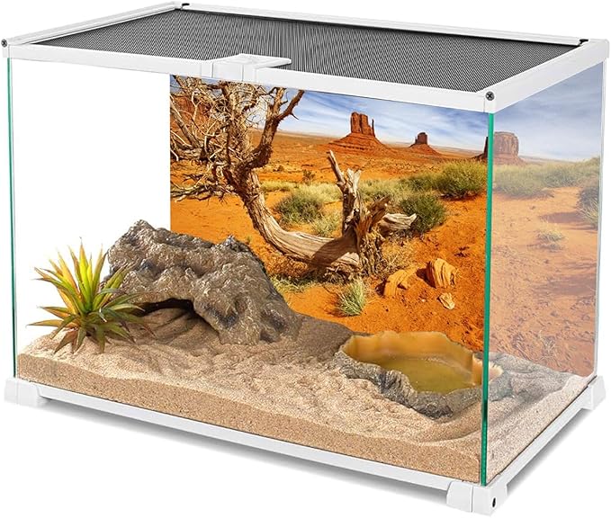 AWERT 48x20 inches Reptile Habitat Background Orange Desert Terrarium Background Durable Polyester Background