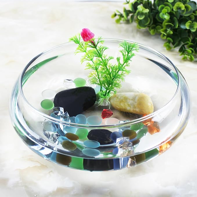 Mipcase Large Clear Bubble Bowl, Plastic Fish Bowl Vase Round Bowl Terrarium Globe Flower Vase Hydroponic Container Betta Tank Water Lily Bowl Aquatic Plant Pot