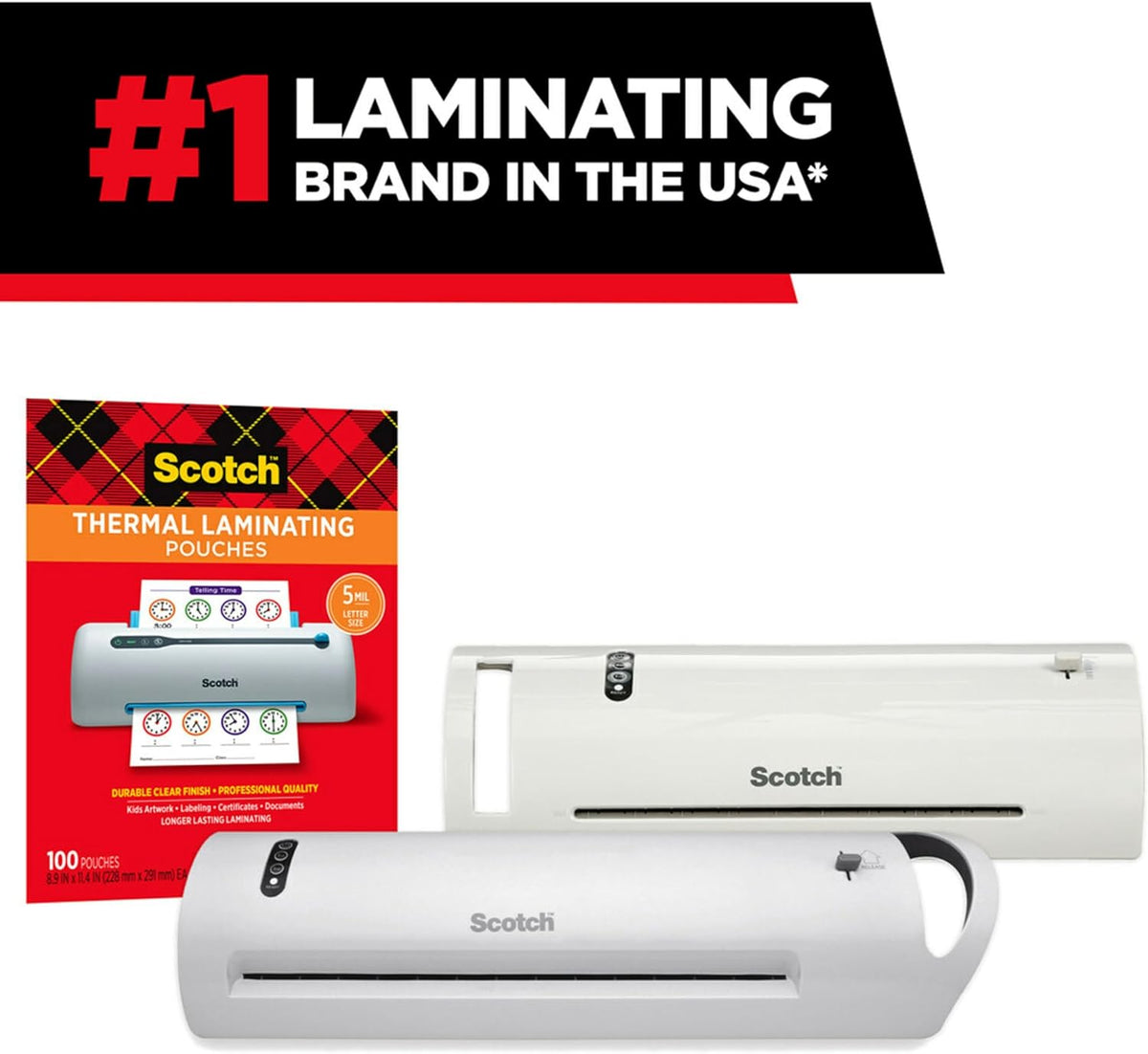 Scotch Thermal Laminating Pouches, for Use with Thermal Laminators, 8.9 x 11.4 Inches, Letter Size Sheets, 100-Pack