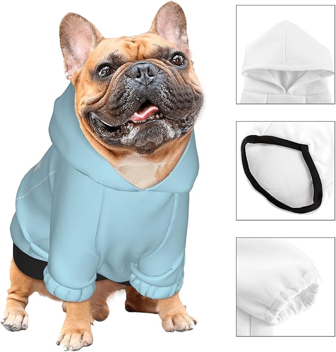 Personalized Dog Hoodie, Custom Dog Costumes for Small Dogs, Holiday Happy Dog Clothes Football Pet Shirt Sweater with Name Number for Girl/Boy Cats/Kitten, LightBlue, XL