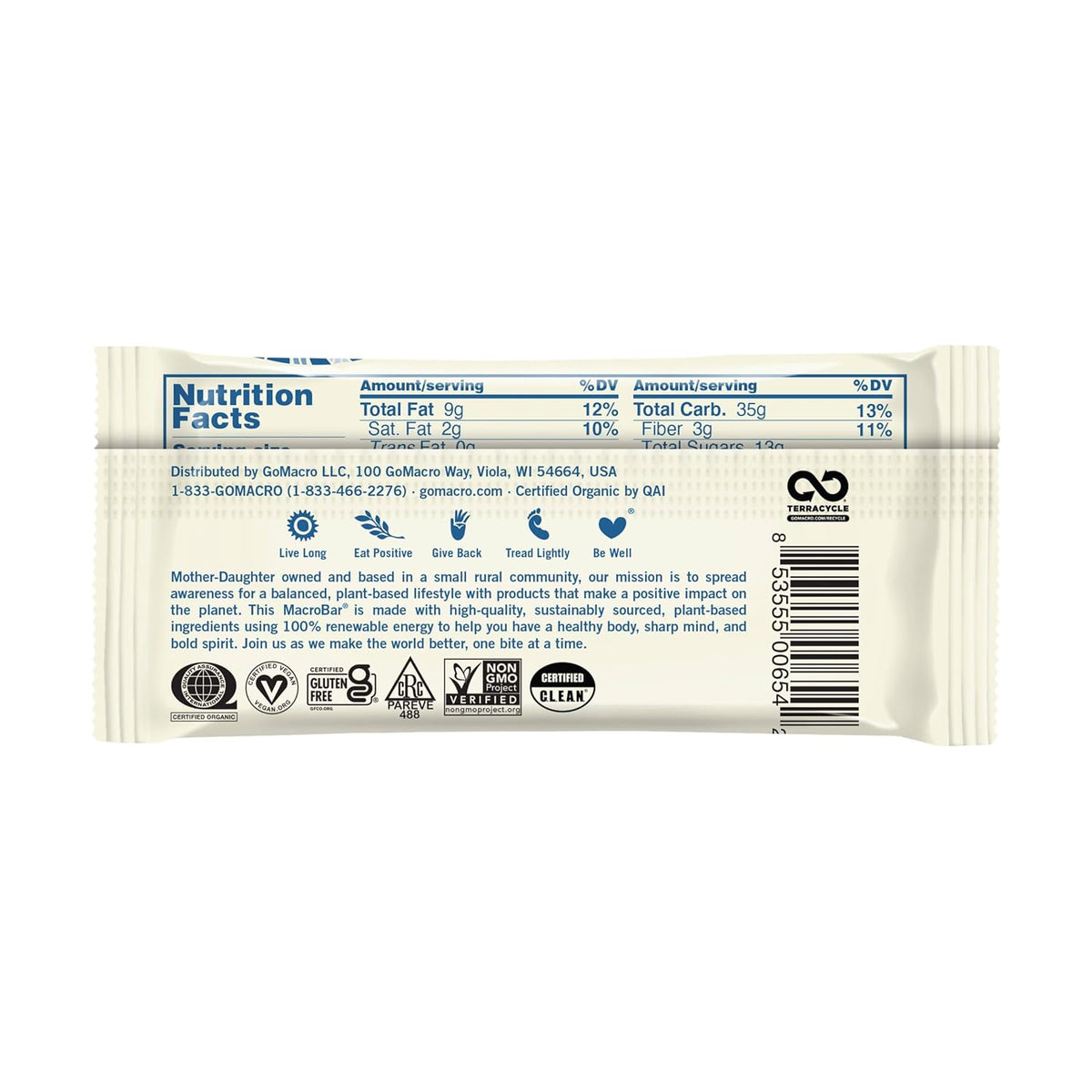 GoMacro Macrobar, Oatmeal Chocolate Chip, 2.3 Ounce