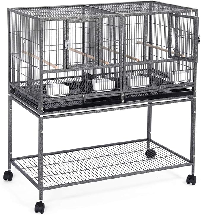 Topeakmart 4 Pack Divided Breeder Parakeet Canary Lovebird Finch Budgie Bird Cages W/Rolling Stand