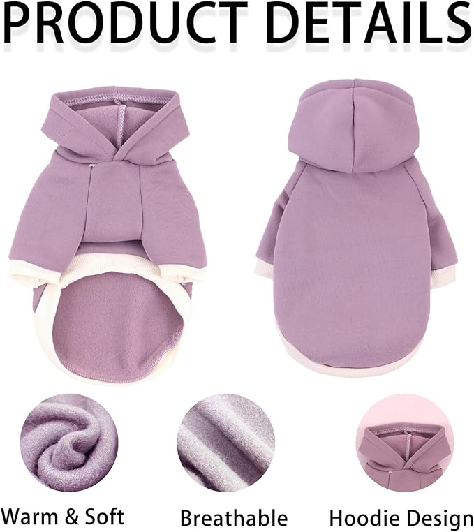 Custom Dog Hoodie, Personalized Sweatshirt with Photo Text Name Logo, Customized Hooded Sweater for Small Medium Large Dogs & Cats (Purple, Small)