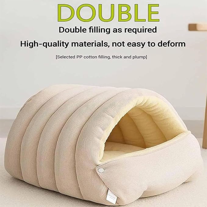 Expectation Cat Bed, Removable and Washable Winter Closed-Off Cat Bed, Soft Fluffy Warm Autumn/Winter Cats House, Washable Non-Slip Pet Sleeping Bag for Indoor Cats Small Dogs (B,Medium)