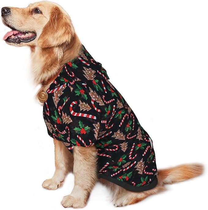 Christmas Tree Black Hoodie,Christmas Cosplay Dog Clothes with Pocket and Hat Winter Clothes Sweaters XXX-Large