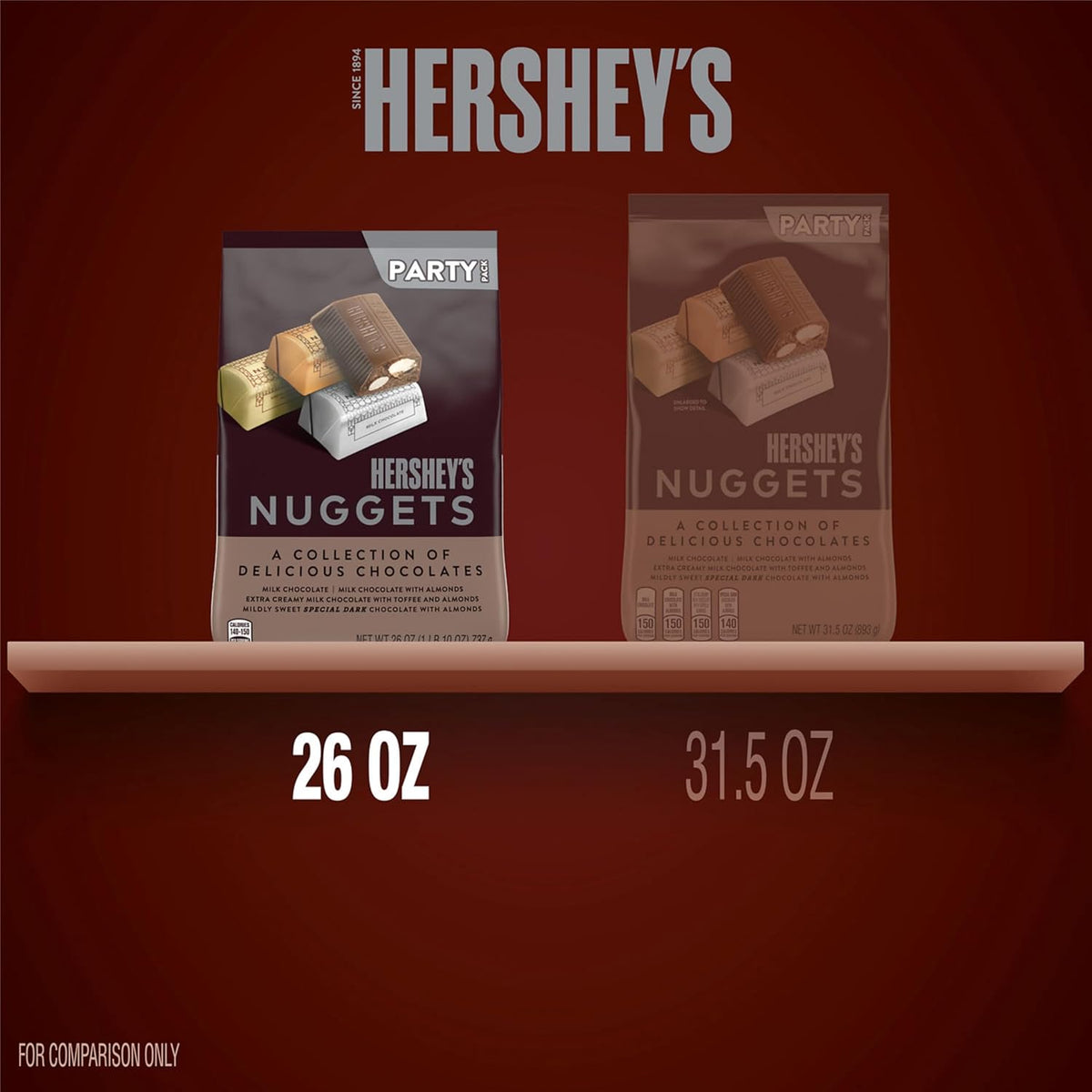 HERSHEY'S NUGGETS Assorted Chocolate Candy Party Pack, 26 oz