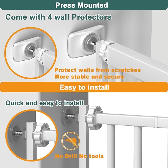 40.55" Tall, 53.74-61.61 Inch Wide, 1.37" Ultra Narrow Spacing Dog Pet Baby Gate Indoor for Doorway Hallway, Pressure Mounted 54 55 56 57 58 59 60 61 Inches Wide