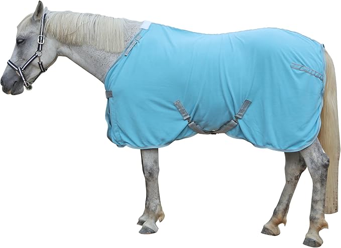 Horse Fleece Cooler, Blanket Liner - 300g Anti-Pilling Fleece, Moisture-Wicking, Cooling & Drying for Post-Workout, Bath & Travel, Prevent Overheating & Chilling Lightblue 72