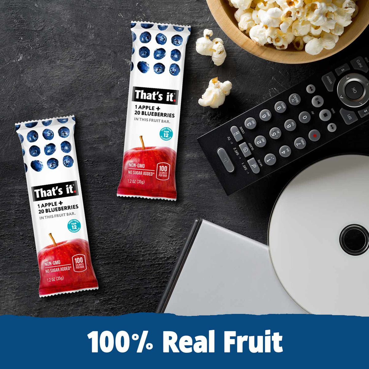 That's it. Variety Pack 100% Natural Real Fruit Bars, High Fiber Vegan Gluten Free Healthy Snacks for Adults & Paleo Children, Non GMO, No Added Sugar