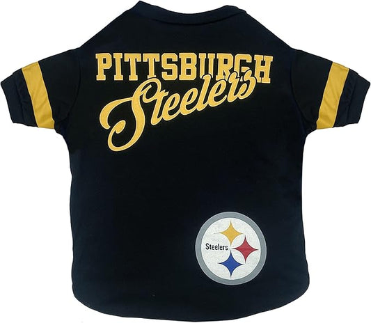 Pets First NFL Pittsburgh Steelers T-Shirt for Dogs & Cats, Medium. Football Dog Shirt for NFL Team Fans. New & Updated Stripe Design, Durable & Cute Sports PET TEE Outfit (PIT-4146-MD)