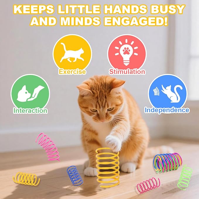 3-Pack Interactive Cat Toys Ball for Indoor Cats＆Dog,Automatic Cat Toy with Elastic Mesh Tail,Rechargeable Rolling Kitten Toy,Include 12 Cat Spiral Spring,Cat Enrichment Toys for Indoor Cats