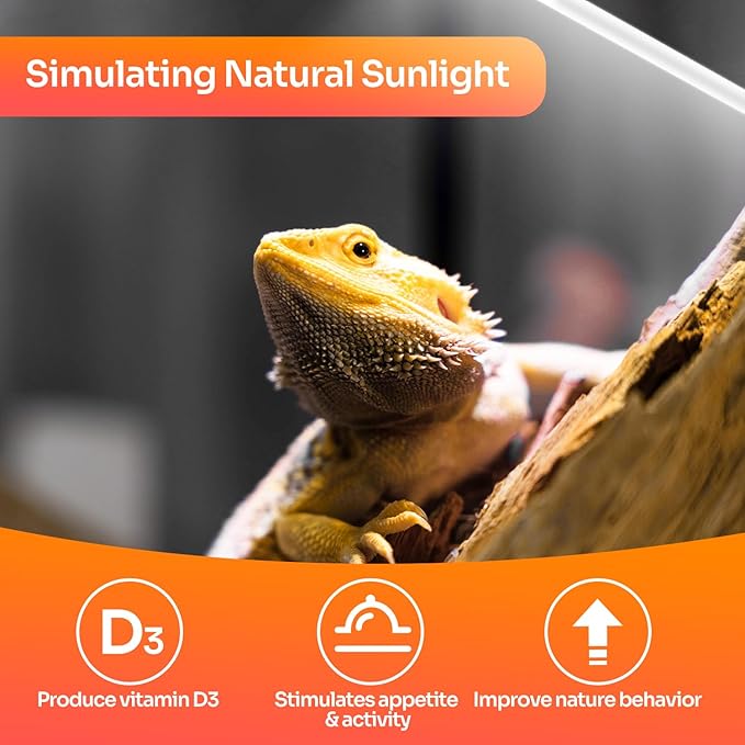 Oiibo T5 HO 10.0 UVB Lamp Bulb 22" L 24 Watts, Reptile UVB Lamp Tube for Bearded Dragon