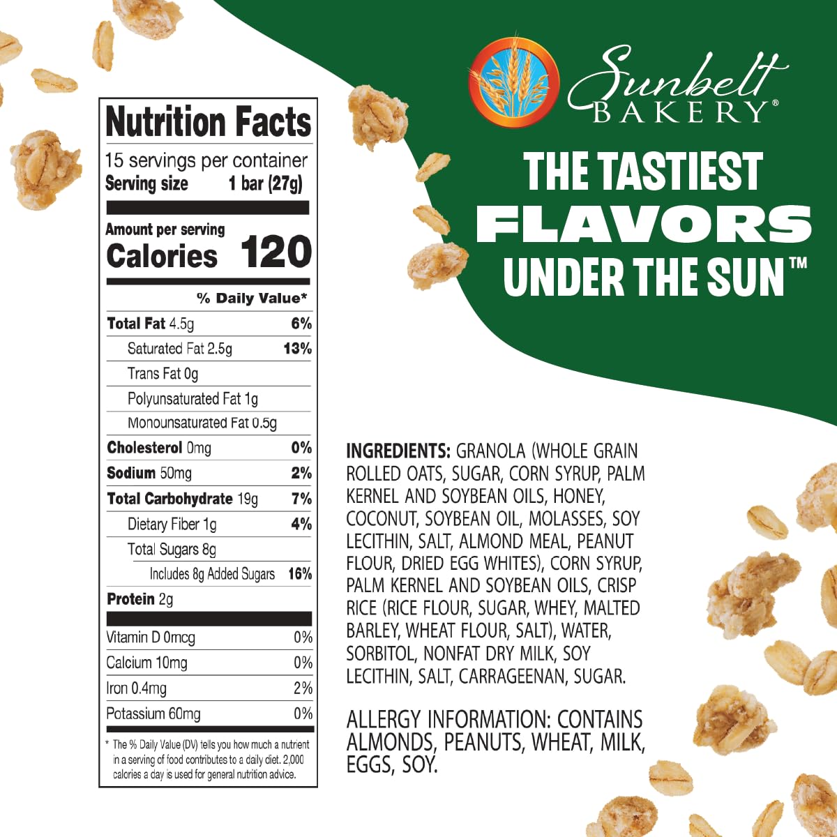 Sunbelt Bakery Oats & Honey Chewy Granola Bars, 14.26 Oz. 15 Count (Box of 1)
