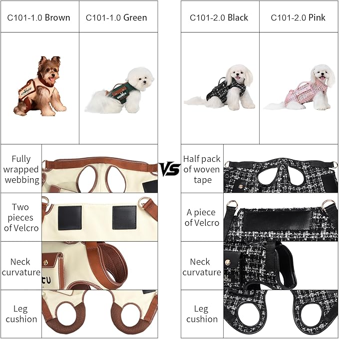 Dog Lift Harness Dog Carrier Dog VES Harness Adjustable Dog Leash with Small Puppy Treat Bag（Pink,M）