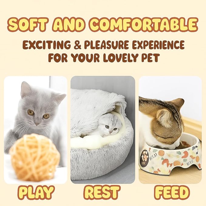 Nest Bed - Lapcatz Cat Beds for Indoor Cats, Fluffy Cat Bed Cave Plush Warm Nest for Cats (Rainbow,M 20"x20")