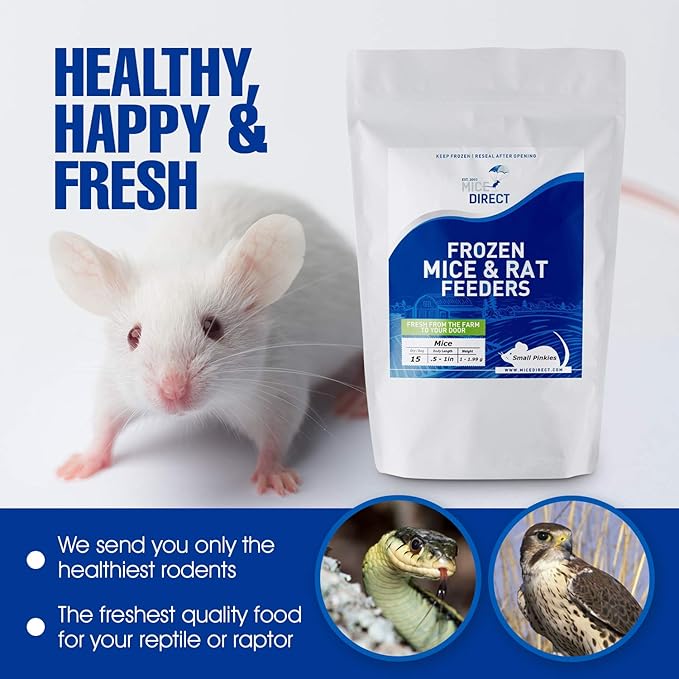 MiceDirect EST. 2003 Frozen Rat Combo Pack Rat Pinkies & Rat Fuzzies Feeder Snake Reptile Food, 40 Ounce