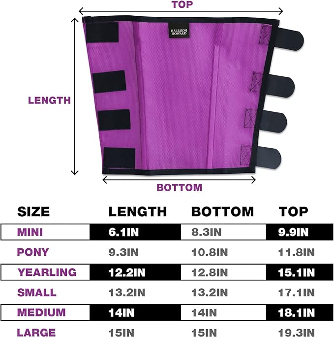 Harrison Howard Loose Fitting Fly Boots UV-Protective Extra Tough Mesh Ventilated Four Fasteners Stay-on Design Protect Horse Legs & Stomp-Reducing Set of 4 Purple Mini