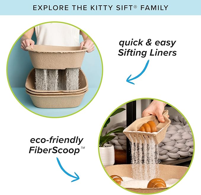 Kitty Sift (6-Pack) Disposable Cat Litter Box, Sustainable, Clean - Large, 6-Pack