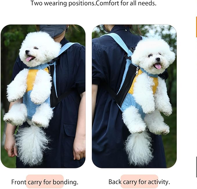 Lightweight Pet Backpack Carrier for Small Dogs & Cats - Easy-Fit Adjustable Straps, Basic Legs-Out Design, Durable for Daily Use (Fits Pets Under 15lb) (Red-Blue Color-Blocked, XX-Large)