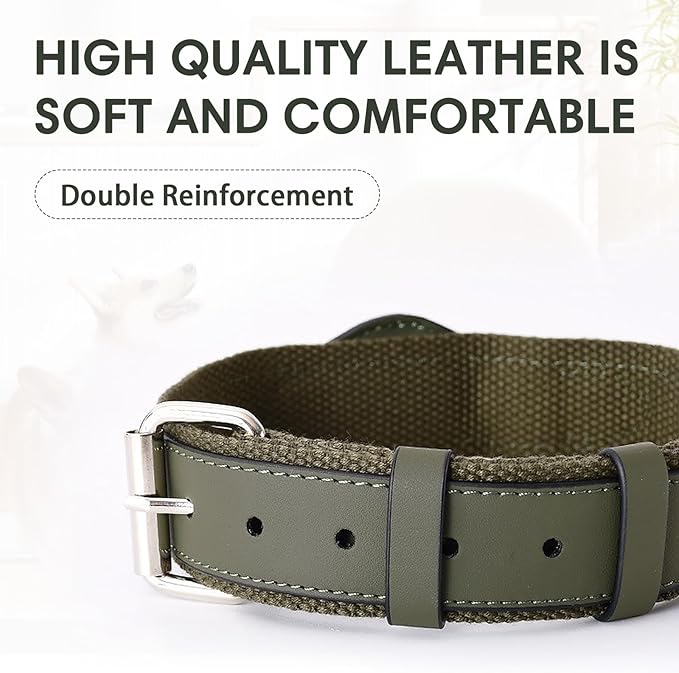 AirTag Dog Collar Soft Leather Webbing Dog Collar for AirTag Provides Double Protection for Small Medium and Large Dogs(Blue,S)