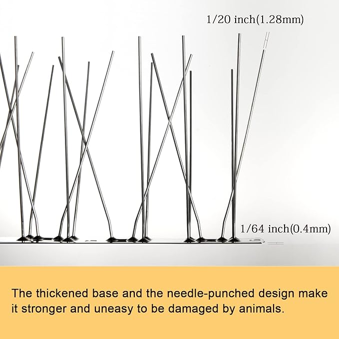 OFFO Bird Spikes with Stainless Steel Base, Covers 73.7 Feet(22.5m) Durable Bird Spikes Arrow Pigeon Spikes Fence Kit for Keeping Small Bird, Crows and Woodpeckers Away