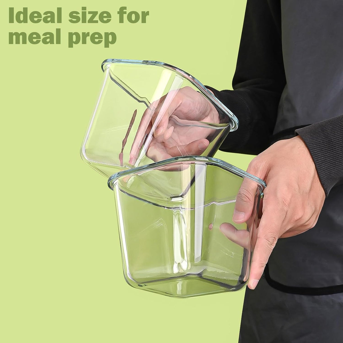 Soup Containers with Lids Glass 32 oz, 4 Cup Borosilicate Glass Food Storage Containers, Microwave & Freezer Safe Jars, Small Square Meal Prep Bowl for Salad, Fruit, Lunch, Ice Cream, Travel, 4 Pack