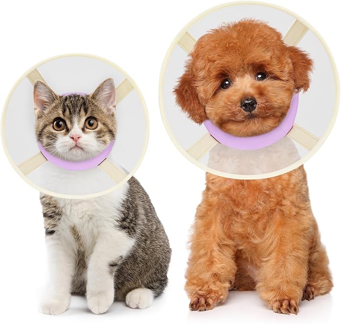 Soft Dog Cone Collar to Stop Licking-Adjustable Comfortable Mesh Recovery Collar After Surgery for Small Miniature Dogs, Alternative to Plastic Elizabethan Collars for Neuter Incision Care (Purple,L)