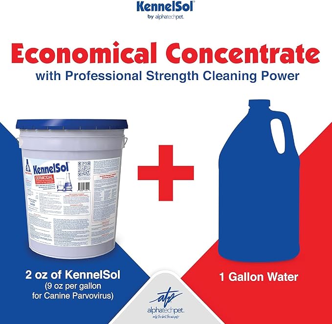 ATP KennelSol 1-Step Kennel Cleaner - 5 Gallons Liquid Disinfectant, Effective Against Bacteria and Viruses, Deodorizer Wintergreen Scent by Alpha Tech Pet