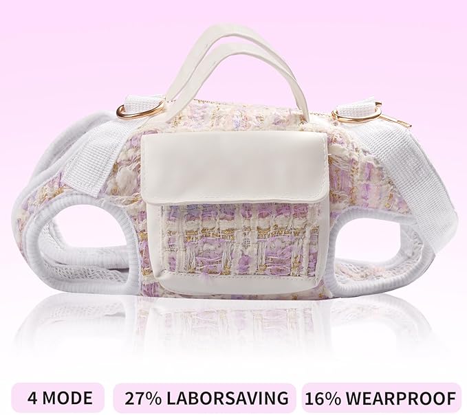 Dog Lift Harness Backpack for Small Dogs, Adjustable Straps Dog Sling Carrier for Hiking, Travel, Outdoor – Purple Medium
